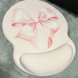 Charming Pink Bow Mouse Pad with Wrist Rest